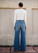 Mid Wash Wide Leg Jean - Long Length - 090425