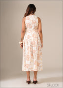 Halter Neck Pleated Dress - 130326