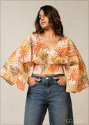 Printed Volume Sleeve Top - 300326