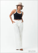 Contrast Detail Sleeveless Rib Top - 160625