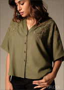 V-Neck Embroidered Top - 160126