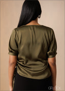 V-Neck Puff Sleeve Top - 180926