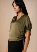 V-Neck Puff Sleeve Top - 180926