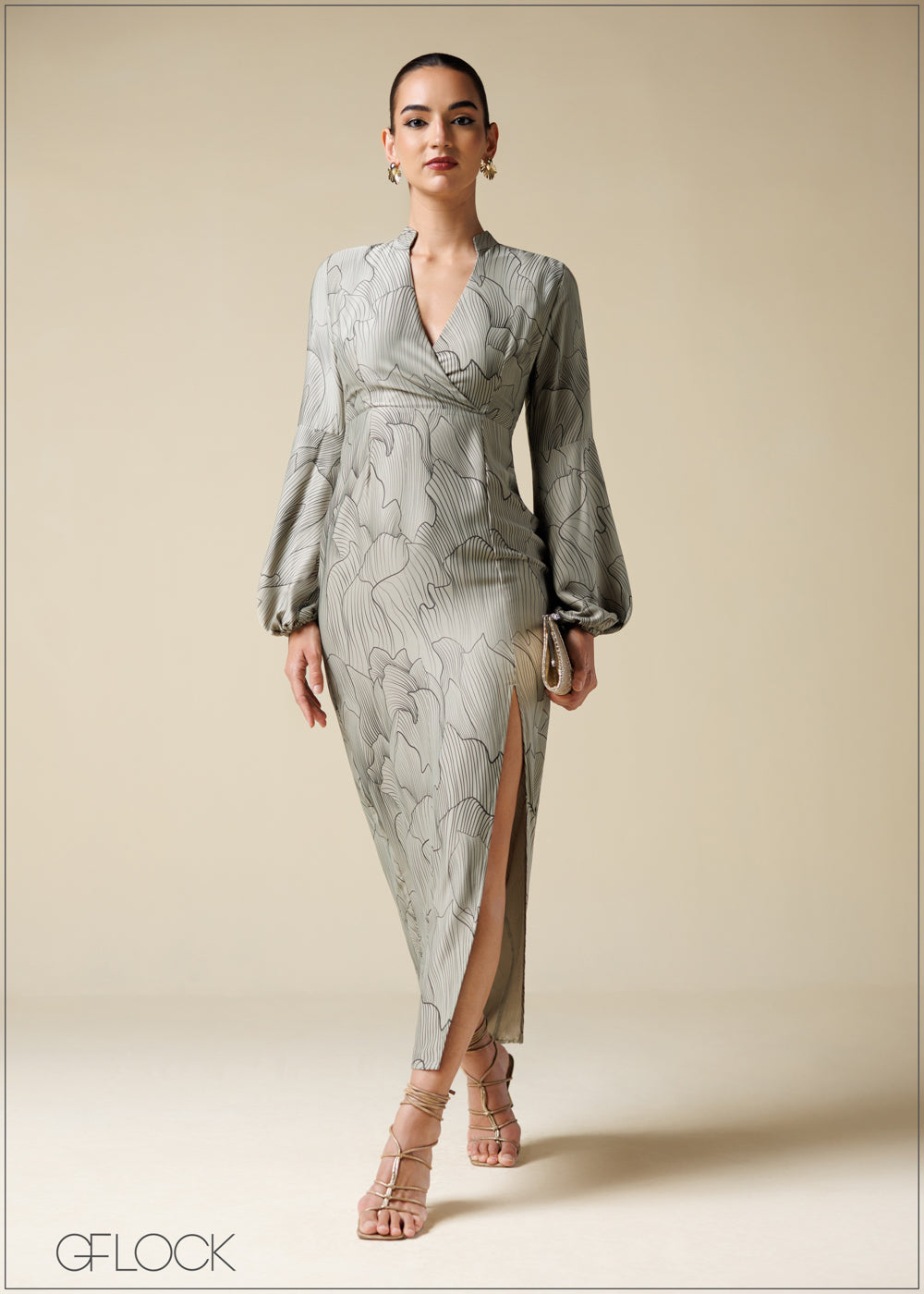 Knot Detail Printed Maxi Dress - 250725