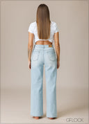 Light Wash Wide Leg Jean - Long Length - 210326D