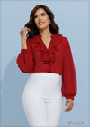 Ruffled Detailed Long Sleeved Top - 201123