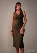 V-Neck Sleeveless Midi Dress - 160326