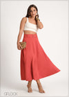 High Waisted Flared Midi Skirt - 230924