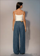 Pleated Wide Leg Jean - Long Length - 250626