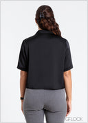 Short Sleeve Lapel Shirt Collar Top - 141024