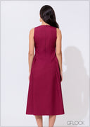 Waist Gathered Detailed Dress - 300425