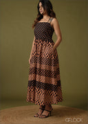 Printed Strappy Maxi Dress - 100726