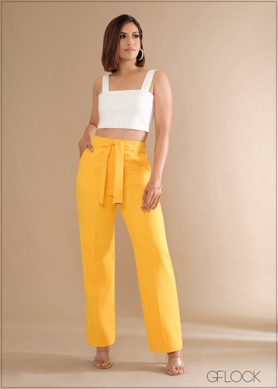 Belt Detailed Straight Leg Pant - 140324