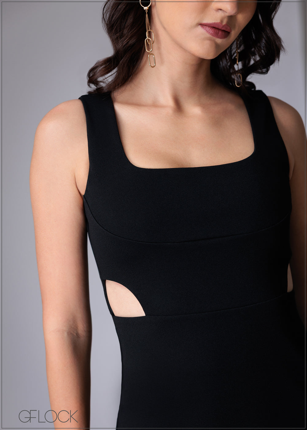 Cut-Out Detail Bodycon Midi Dress - 110725