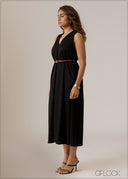 V-Neck Midi Dress - 280926