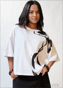 Bow Printed Graphic Tee - 200226