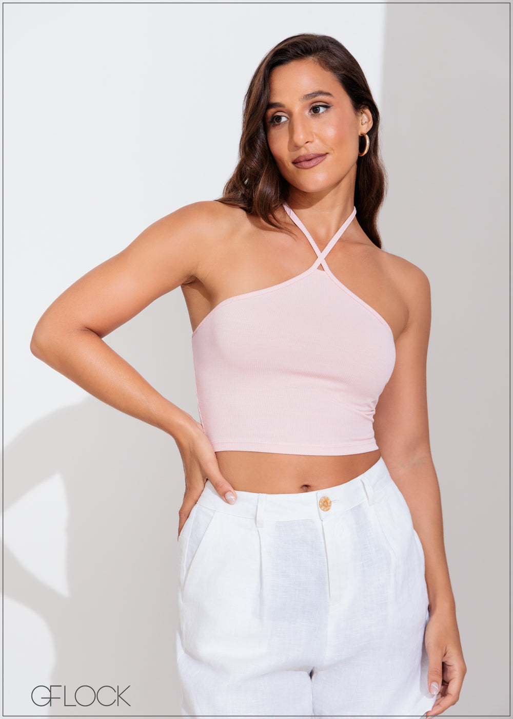 Cross Strap Halter Neck Top - 070125