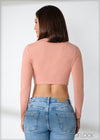 Long Sleeve Round Neck Crop Top - 220124