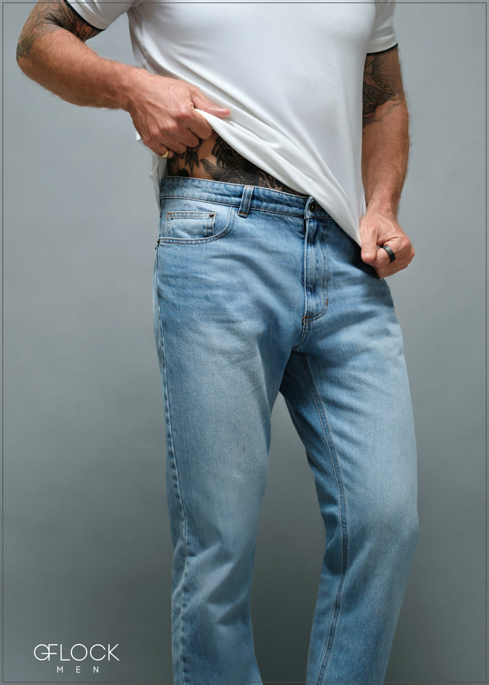 Straight Leg Light Wash Denim - Short Length - 010925