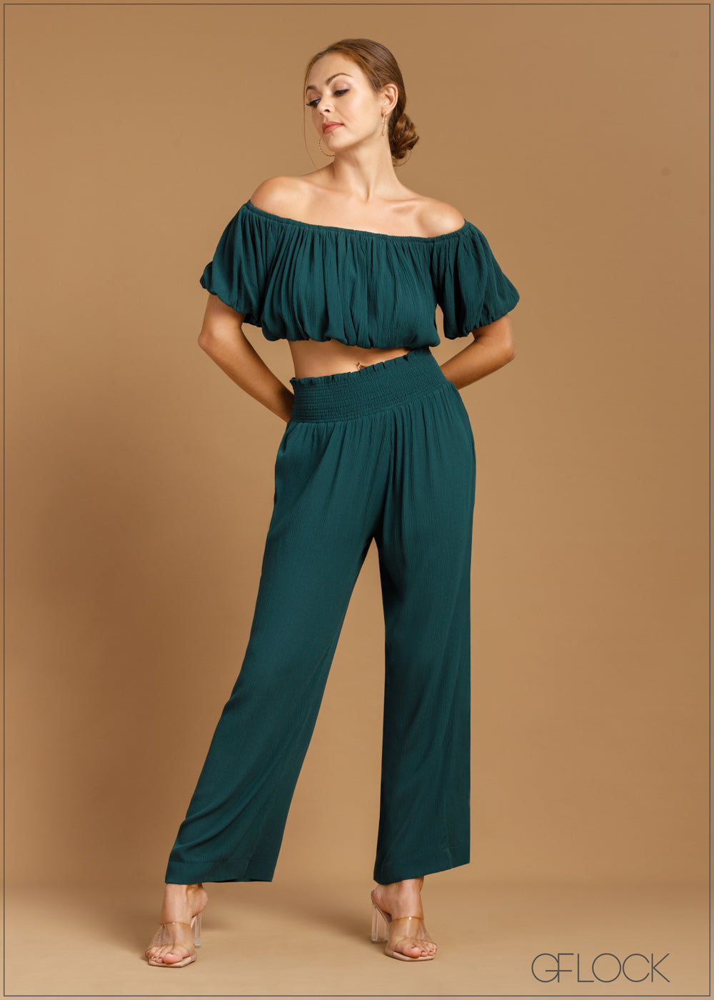 High Waist Smocked Pant - 041223