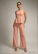 Side Slit Peplum Top - 220825
