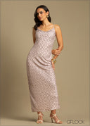 Polka Dot Cowl Maxi Dress - 240925