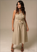 Midi Dress With Belt - 270326