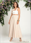 High Waisted Flared Maxi Skirt - 190724