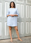 Three Quarter Sleeve Linen Shift Dress - 010923