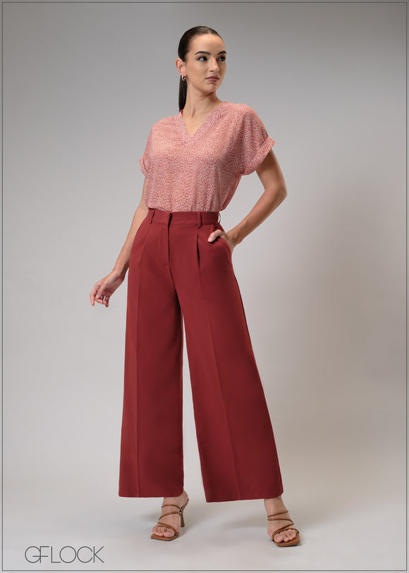 Printed V-Neck Top - 210725
