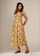 High Neck Gathered Dress - 130326