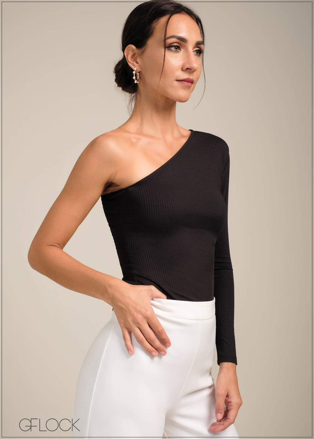 One Shoulder Rib Top - 100723