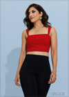 Strap Detailed Square Neckline Crop Top - 201123