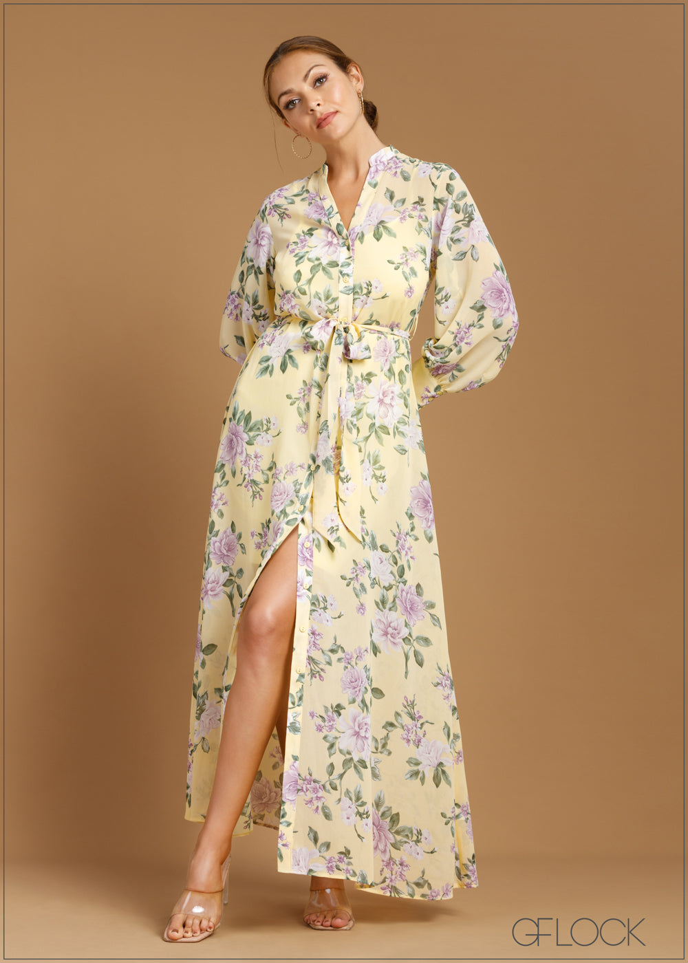 Floral Maxi Shirt Dress - 041223