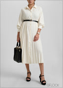 Puff Sleeved Pleated Maxi Dress - 051026