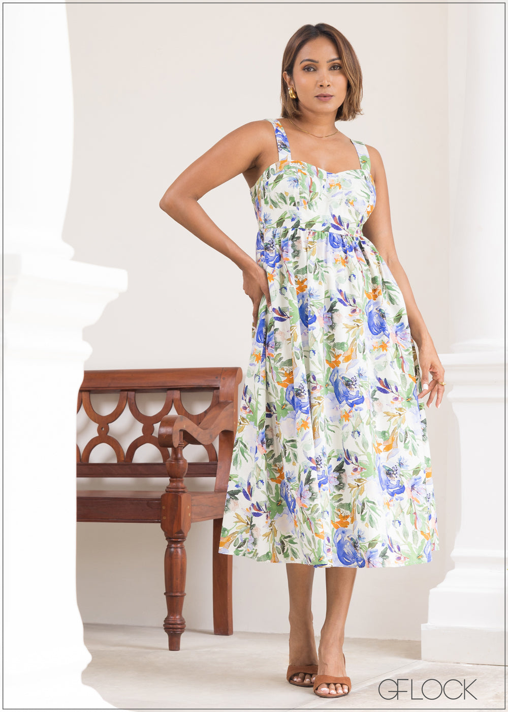 Printed Midi Dress - 230525