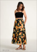 Printed Pleated Skirt - 060226