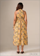 High Neck Gathered Dress - 130326