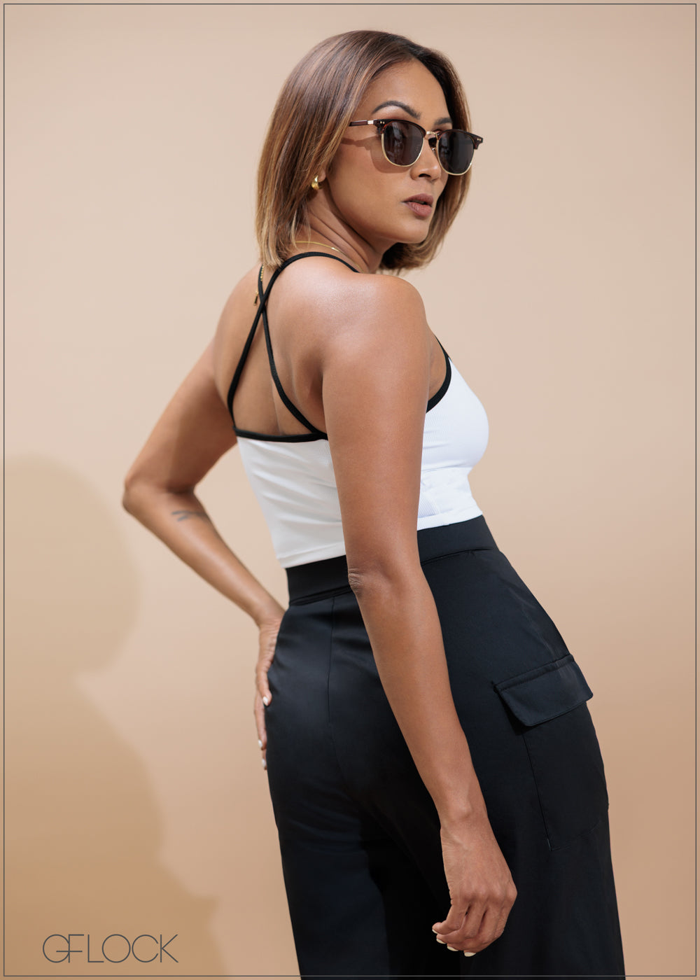 Contrast Detailed Rib Top - 230725