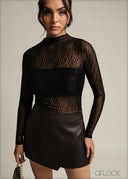 Asymmetric Leather Skort - 231026