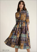 Printed Shirt Dress - 030826