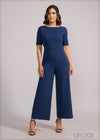 Boat Neckline Wide Leg Jumpsuit - 200424