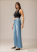 Mid Wash Wide Leg Jean - Long Length - 210326D