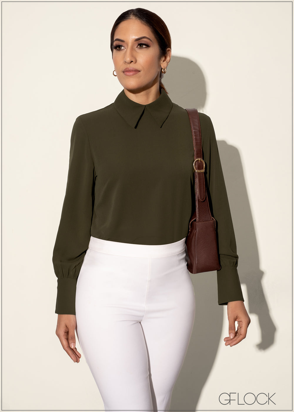 Long Sleeve Top With Collar - 120224