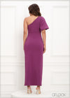 One Shoulder Pleat Detail Maxi Dress - 290923