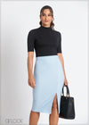 Pencil Skirt With Side Slit - 050824