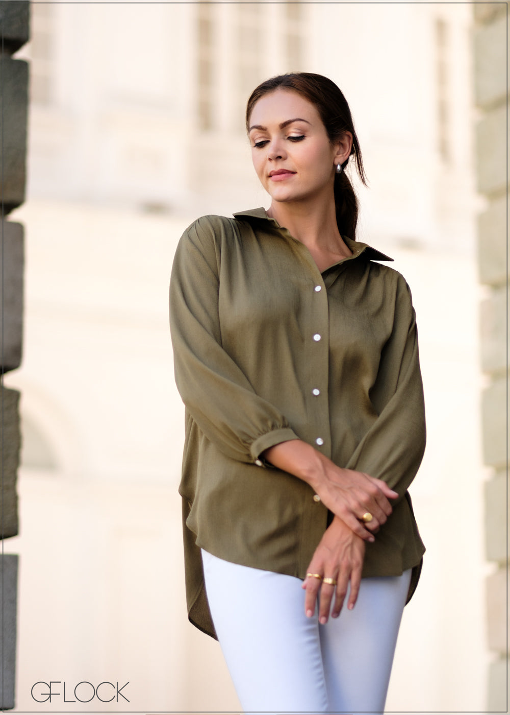 Oversized Button Down Shirt - 010124