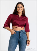 Tie-Up Detail Crop Top - 121124