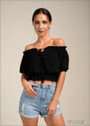 Tie Up Detail Off Shoulder Top - 100723