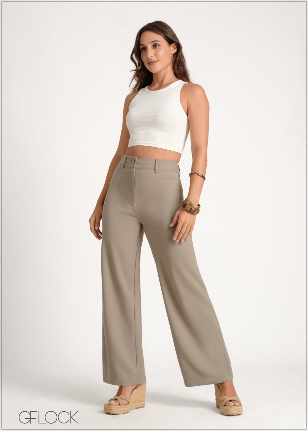 Pleat Detail Wide Leg Pant - 230924